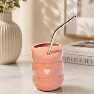 Pink Bubble Cup with Straw